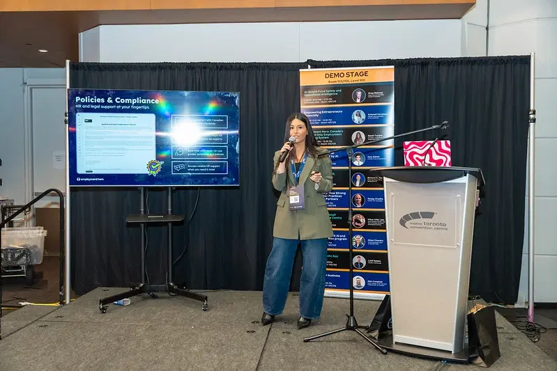 Founders presenting to attendees at the CanadianSME Small Business Summit